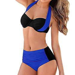 riou Bikinis Mujer 2019 Push Up Trajes de Baño Sexy Bikini con Cintura Alta Acolchado Cosiendo Color Dividido BañAdores Conjunto de Bikini con Relleno en oferta