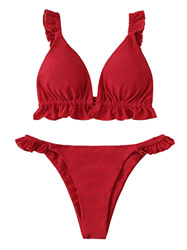 DIDK Bikini Mujer 2019, Set de Bikini Rojo Volante Traje de baño en oferta