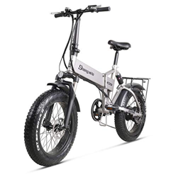 ONLYU Bicicleta Plegable Eléctrica, 500W Motor 4.0 Fat Beach Batería Eléctrica Bici del Crucero 48V 12.8Ah Litio Volante De Inercia De 7 Velocidades V en oferta