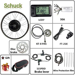 Schuck 48V 1000W Kit de Bicicleta eléctrica 20"/ 24" / 26"/27.5" / 28"/ 700C Rueda Delantera Kit de conversión de Bicicleta eléctrica, con KT-LCD7 (48 precio