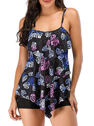 FLYILY - Traje de baño tankini de 2 piezas con volantes con estampado de boyshorts de talla grande traje de baño Mutilleaf 3XL precio