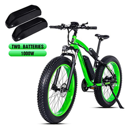 Shengmilo-MX02 26 Pulgadas neumático Gordo Bicicleta eléctrica 1000 W Beach Cruiser Hombres Mujeres Montaña e-Bike Pedal Assist 48V 17AH batería (Verd precio