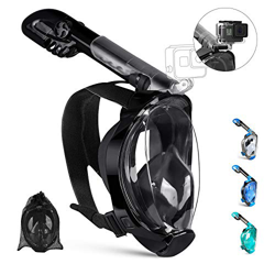 OUSPT Máscara de Buceo, Máscara de Snorkel 180 ° Facial Completa Silicona Impermeable Anti-Fuga Tamaño Universal para Adultos y Niños (Negro, S/M) precio