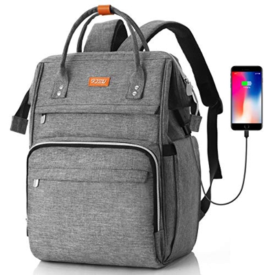 Mochila Escola para Mujeres,Mochila para Portatil Impermeable para Jóvenes con Bolsillo RFID, Bolsos Casuales para la Universidad/Negocios/Viajes(Gris