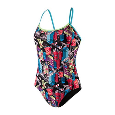 Speedo Dragonyang Crossback De Una Pieza Bañador, Mujer, Dragonyang/Black/Bright Z, 30 (ES 36)