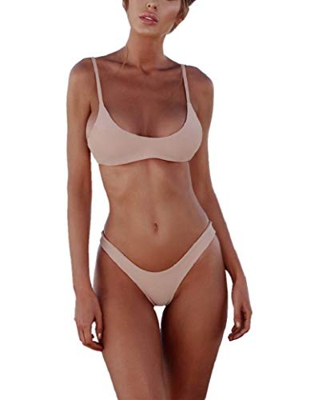 heekpek Bikinis Mujer 2019 Brasileños Bañador Ropa de Baño Push Up Dos Piezas con Relleno Traje de Baño de Tubo Color Liso