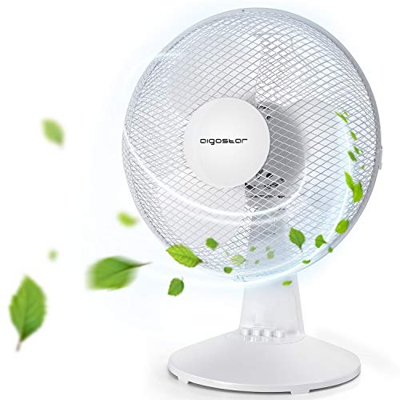 Aigostar Allace 33JTO - Ventilador de mesa con 3 velocidades, Ventilador sobremesa 43,5cm, oscilación silencioso de 80 grados, potencia 40 W, color bl