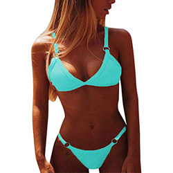 Yutdeng 2020 Verano Bikini de Traje de Baño Mujer 2 Piezas Push Up con Relleno Sexy Tanga Brasileño Ropa de Baño Tirantes Bikini Color Sólido precio