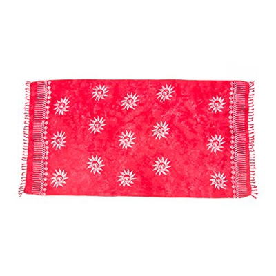 MANUMAR Mujer Pareo opaco, toalla de playa grandes Sarong enrojo con motivo sol, XXL sobredimensionado 225x115cm, toalla vestido de verano, bikini ves