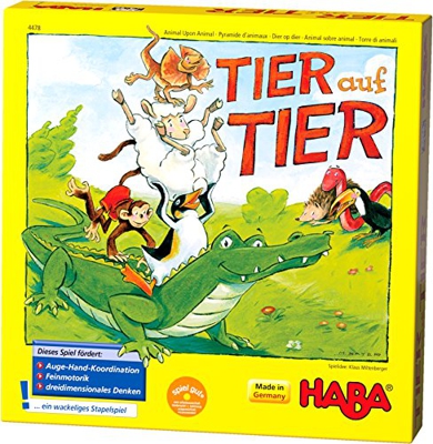 HABA 4478 Tier auf Tier - Juego Infantil para apilar Animales (en alemán)