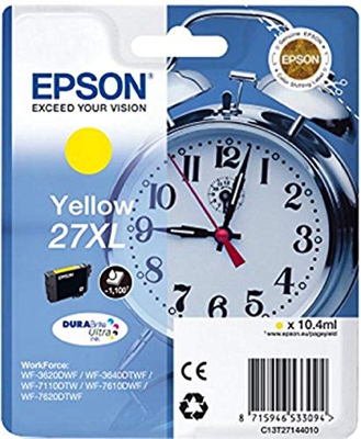 Epson 27XL DURABrite Ultra - Cartucho de tinta, paquete estándar, XL, color amarillo válido para los modelos WF-7710DWF, WF-7610DWF, WF-7620DTWF y otr