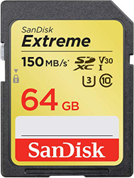 SanDisk Extreme 64GB SDXC - Tarjeta de memoria 150MB/s, Class 10, U3, V30 características