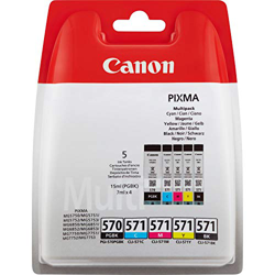 Canon PGI-570+CLI-571 5 Cartuchos Multipack de tinta original PGBK/BK/C/M/Y para Impresora de Inyeccion de tinta Pixma TS5050-TS5055-TS5053-TS5051-TS6 en oferta