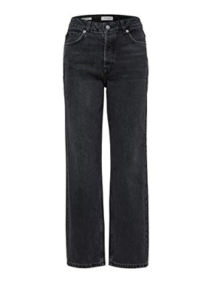 SELECTED FEMME Slfkate HW Straight Ston Jea W Noos Vaqueros, Gris (Grey Denim Grey Denim), W25/L32 (Talla del Fabricante: 25) para Mujer