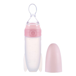 TOYMYTOY Biberón con Cuchara Dispensadora de Comida Infantil de Silicona A Prueba de Fugas (Rosa) en oferta