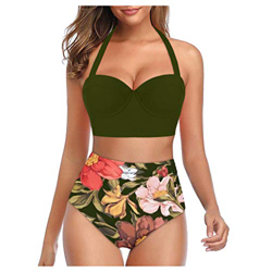 Bikinis Mujer 2020 Push Up Halter Bikini Traje de baño Acolchado Bra Tops y Braguitas Traje de Baño de Dos Piezas Talla Grande Bañador Vacaciones Ropa en oferta