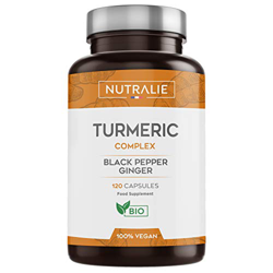 Turmeric Cúrcuma orgánica(650mg) con Jengibre(50mg) y Pimienta Negra(10mg) | 120 cápsulas vegetales | Máxima calidad | Potente antiinflamatorio y anti características