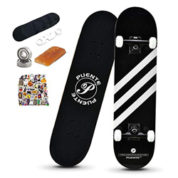 XLY Skateboard Completo, 31x8 Pro Skate Board 8 Capas de Madera de Arce Monopatin para Adultos, Principiantes, niñas, niños,Negro en oferta