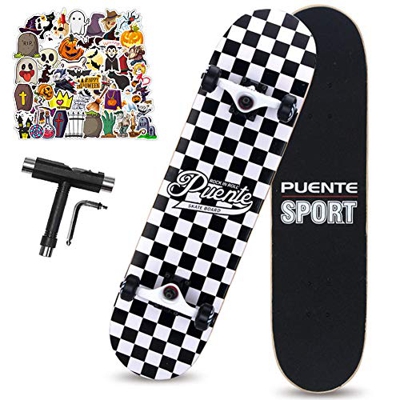 Skateboard pro completo, monopatín de arce canadiense de 8 capas, Skateboard de doble cubierta de 31 pulgadas con rodamientos ABEC-9 y ruedas de PU 95