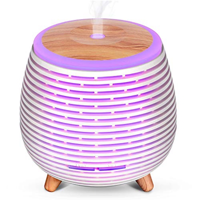 SALKING Humidificador Aceites Esenciales, Difusor de Aromaterapia con Rosa Aceite Esencial, Difusor Ultrasonico de Aceites Esenciales con LED de 7 Col