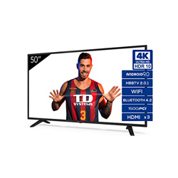 Televisiones Smart TV 50 Pulgadas 4K Android 9.0 y HBBTV, 1500 PCI Hz UHD HDR, 3X HDMI, 2X USB. DVB-T2/C/S2, Modo Hotel - Televisores TD Systems K50DL precio