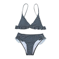 CheChury Conjunto de Bikini con Relleno Push Up Triangular Tartán Sexy Retro Brasileños Mujer Traje De Baño Bikini Mujer Dos Piezas Tartán Cuello Halt características