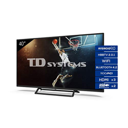 Televisiones Smart TV 40 Pulgadas Android 9.0 y HBBTV, 1100 PCI Hz, 3X HDMI, 2X USB. DVB-T2/C/S2, Modo Hotel - Televisores TD Systems K40DLX11FS características