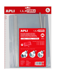 APLI Kids 16913 - Pack de 5 forros de libros, solapa ajustable PP, 290 mm en oferta