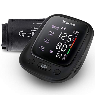 sinocare Tensiómetro de Brazo Digital, Automática de la Presión Arterial y pulso de frecuencia cardíaca detección,2 memorias de usuario (2 * 90),Bater