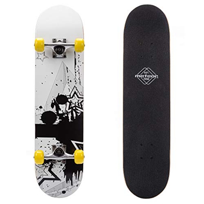 Monopatín patineta Retro Madera Skateboard Completo niños jóvenes Adultos Mejor Calidad Robusto Ligero Ruedas un Skateboard Madera (Stars)