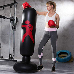 LONEEDY - Saco de boxeo hinchable de pie para adultos y adolescentes, para entrenamiento intenso, gimnasia, deportes, alivio del estrés, ., negro en oferta