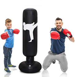 LEOHOME - Bolsa de boxeo inflable para niños, 1,6 m de fitness para boxeo pesado, bolsa de entrenamiento para artes marciales mixtas (Negro) características