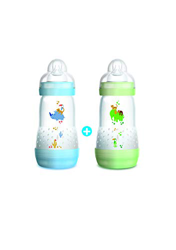 MAM - Kit de 2 biberones de plástico, 260 ml, color azul (5442889) en oferta