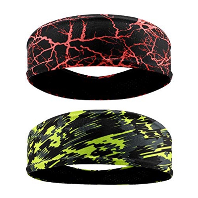 QKURT Deportes Diadema (2PCS), Unisex Sweatband Yoga Fitness Sudaderas para Correr, Senderismo, Hacer Ejercicio, Ciclismo, Yoga - Estiramiento de Hume