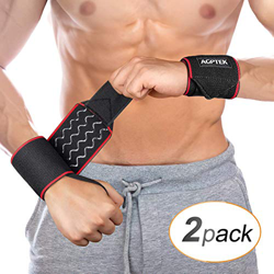 AGPTEK 2 Piezas Muñequeras Deportivas, Muñequeras Crossfit con Banda Antideslizante para Levantar de Pesas, Flexiones, Apto para Hombres y Mujeres características