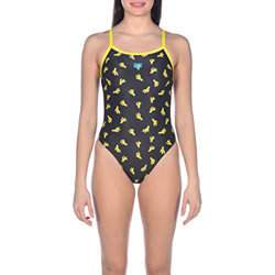 ARENA Aena Cactus - Bañador Deportivo para Mujer, Mujer, Traje de baño de una Sola Pieza, 002457, Color Negro y Amarillo, 42 en oferta