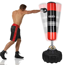 UKing Saco de Boxeo de Pie, 180cm Saco Boxeo Suelo con Base y Columna de Rebote de 360 ​​°,para Kick Boxing, Artes Marciales Mixtas, Equipo de Entrena características