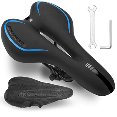 Qxmcov Sillines de Bicicleta Gel Montaña Antiprostatico, Cojín de Ciclismo Silicona, Asiento de Bici con Funda Impermeable & Kit Rueda para Electrica 