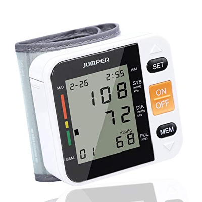 Jumper Monitor Automático de la Presión arterial de Muñeca monitor Esfigmomanómetro Digital con Pantalla LCD Grande Usuarios Duales Recordatorios de M