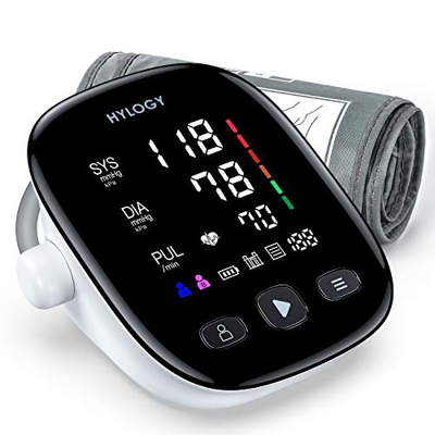 HYLOGY Tensiómetro de Brazo, Monitor de Presión Arterial Digital Automatico con Gran Pantalla LED, Deteccion de Irregular Arritmia, Brazalete 22-42cm,