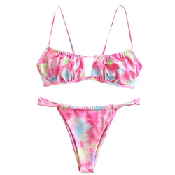 ZAFUL - Bikini acolchado para mujer, dos piezas, con agujero para llaves, corbata Impresión Tie-dye. M precio