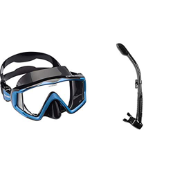 Cressi Liberty Máscara de Buceo, Apnea y Snorkel, Unisex Adulto, Negro/Azul, Talla Única + Schnorchel Dry Dark Snorkel, Unisex, Multicolor (Negro), Ta en oferta