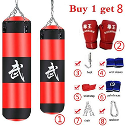 MoMo - Set de boxeo de 8 piezas. Saco de boxeo (de arena) pesado, guantes, cadenas y gancho. Para adultos, profesionales y principiantes, 1# precio