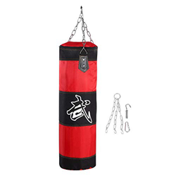 Solomi Saco de Arena de Boxeo, Hanging Canvas Hollow Kickboxing Fight Karate Punch Bag con Hebilla de Seguridad de Gancho de Cadena de Hierro(1.2 m-Ro en oferta