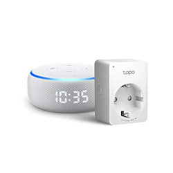 Echo Dot (3.ª generación) - Altavoz inteligente con reloj y Alexa + Tapo P100 Enchufe inteligente, compatible con Alexa en oferta