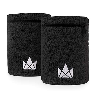 Muñequera Sweatband, 2-pack, con Bolsillo (Negro - S)