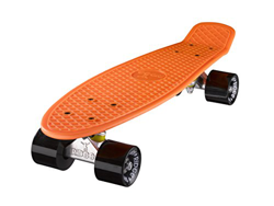 Ridge Skateboard 55 cm Mini Cruiser Retro Stil In M Rollen Komplett U Fertig Montiert, Unisex, Naranja/Negro, 58 cm precio