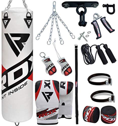 RDX Saco de Boxeo Relleno MMA Muay Thai Kick Boxing Artes Marciales con Soporte Techo Guantes Cadena 13PC 4FT 5FT Punching Bag precio