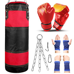 Odoland Saco de Boxeo Set 7-In-1 para Niños Sin Relleno, 2 pies/60 cm Saco de Boxeo Pesado con Guantes de Boxeo de 6 oz y Mangas Protectoras para Mano precio