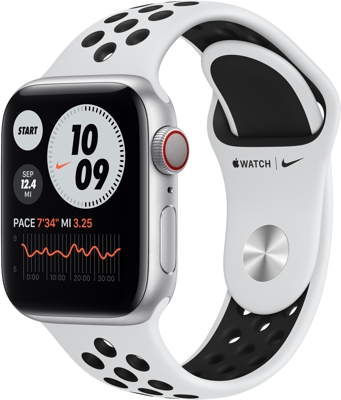 Apple Watch Series 6 Nike Cellular 40 mm aluminio plateado correa Nike Sport platino puro/negro